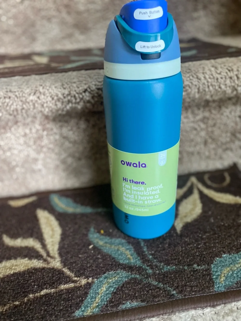 Owala Blue Insulated Leak-Proof Bottle with Built-In Straw